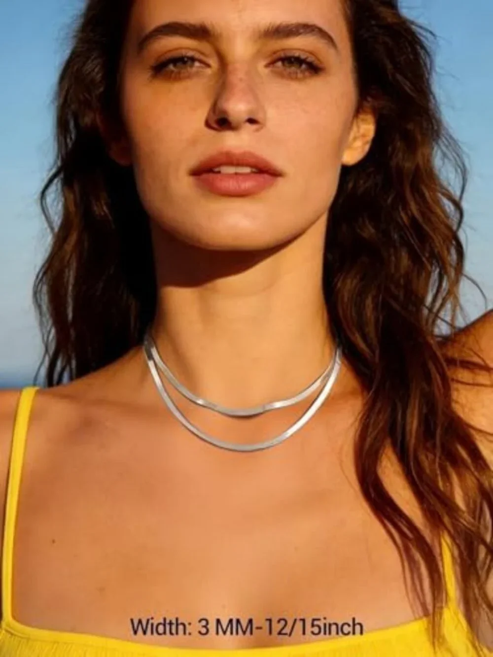Stainless Steel Herringbone Choker Necklace for Women, 12.5